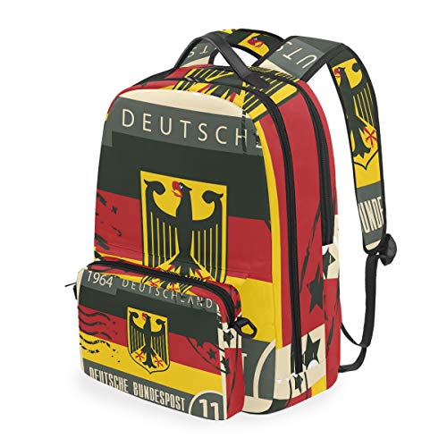 FANTAZIO Rucksäcke und Kreuztasche Deutschlandflagge Stempel Schulranzen Set von FANTAZIO