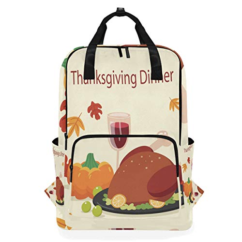 FANTAZIO Thanksgiving Happy Dinner Rucksack Casual Daypack von FANTAZIO