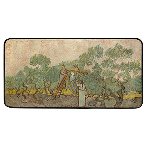 FANTAZIO Van Gogh Teppich mit Olivenmotiv, rutschfest, für den Innen- und Außenbereich, 99,1 x 50,8 cm von FANTAZIO