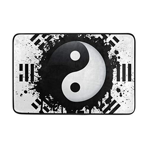 FANTAZIO Yin Yang Fußmatten für Eingangsbereich, Außenbereich, Teppich-Greifer, für Küche/Badezimmer, 60 x 40 cm, Schwarz / Weiß von FANTAZIO