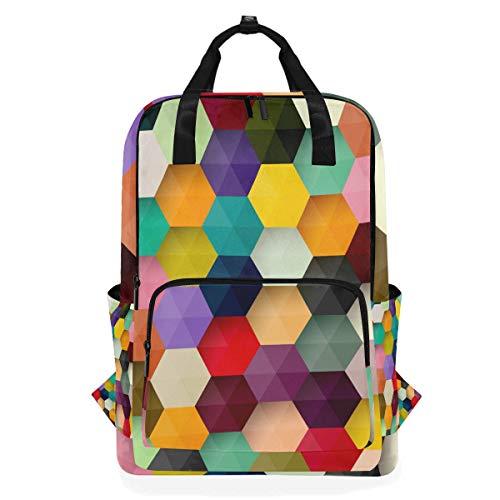 Fantasio Abstrakter farbenfroher Sechseck-Rucksack mit Wabenmuster Fantasio Abstrakter farbenfroher Sechseck-Rucksack mit Wabenmuster von FANTAZIO