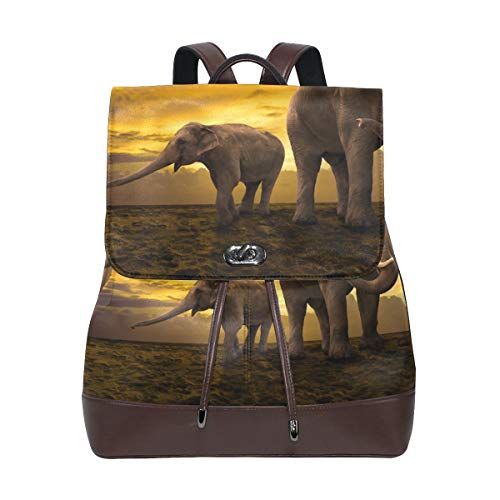 Fantasio Rucksack Elefanten Familie auf Sonnenuntergang Bild Reisetasche von FANTAZIO