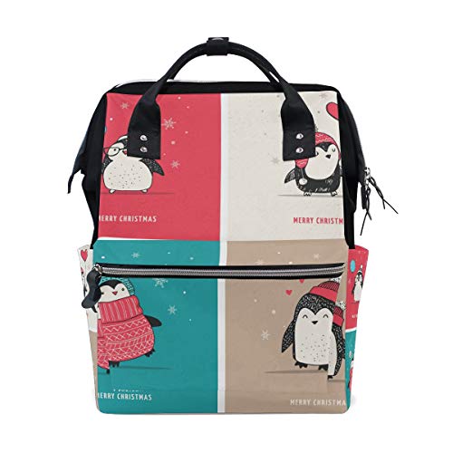 Fantasio Rucksäcke mit niedlichen Pinguinen, Merry Christmas, Schultasche, Segeltuch von FANTAZIO