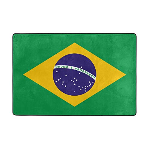 Fantazio Teppich Flagge Brasilien, gerader Teppich-Greifer für Ecken und Kanten, idealer Teppichstopper für Küche/Badezimmer, Polyester, 1, 72 x 48 inch von FANTAZIO