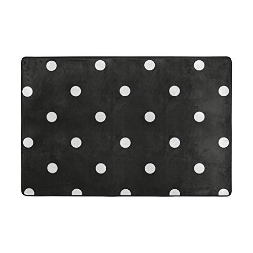 Fantazio Teppich mit schwarzen und weißen Punkten, gerader Teppich-Greifer für Ecken und Kanten, idealer Teppichstopper für Küche/Badezimmer, Polyester, 1, 72 x 48 inch von FANTAZIO