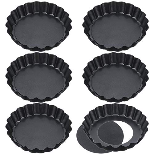 FANTESI 6 Stück antihaftbeschichtete Quiche-Pfannen mit abnehmbarem Boden, Mini-Törtchenform, Törtchenform, Behälter für lose Basis, Törtchenform, Käsekuchenform, Törtchenform von FANTESI