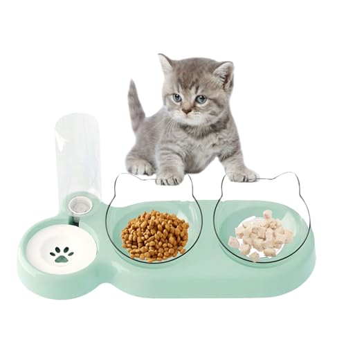3 in 1 Fressnäpfe für Katzen, Katzennapf mit Wasserspender und Ständer, Erhöhter Futternapf für Katzen, Anti-Schling-Doppelfressnapf, Katzennapf Set 3er für Trocken- und Nassfutter 3 in 1 Fressnäpfe für Katzen, Katzennapf mit Wasserspender und Ständer, Erhöhter Futternapf für Katzen, Anti-Schling-Doppelfressnapf, Katzennapf Set 3er für Trocken- und Nassfutter von FANWINKJ