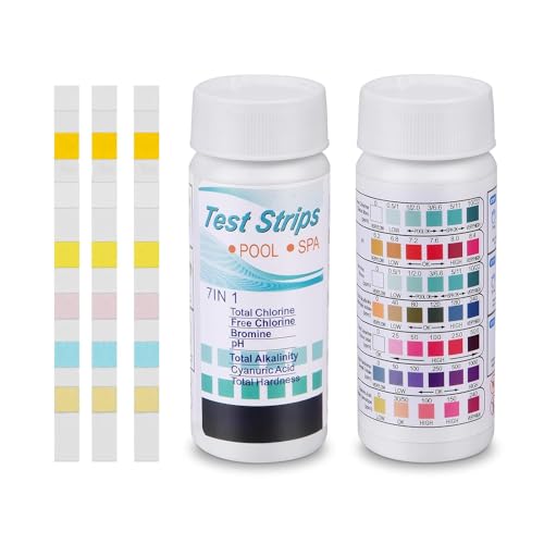 FANXIYA 150Pcs Poolwasser Teststreifen 7-In-1 Wassertester Messstreifen Pool Wasserteststreifen für Pool Gesamthärte, Freies Chlor, Brom, Gesamtchlor, Alkalinität und PH-Wert, Pool Ph Tester FANXIYA 150Pcs Poolwasser Teststreifen 7-In-1 Wassertester Messstreifen Pool Wasserteststreifen für Pool Gesamthärte, Freies Chlor, Brom, Gesamtchlor, Alkalinität und PH-Wert, Pool Ph Tester von FANXIYA