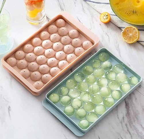 FANXIYA 2 Stück Eiswürfelform Kugelförmige Eiswuerfel Form Eiswuerfelbehaelter mit Deckel Ice Tray (2 x Kugelförmige Eiswürfel) von FANXIYA
