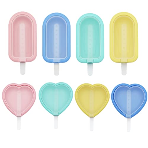FANXIYA 8 Stück Eisformen Silikon Eisformen Stapelbar Eis am Stiel Formen Verschiedenfarbig Popsicle Formen Set BPA Frei Stieleisformen mit Deckel Eiscreme Formen von FANXIYA
