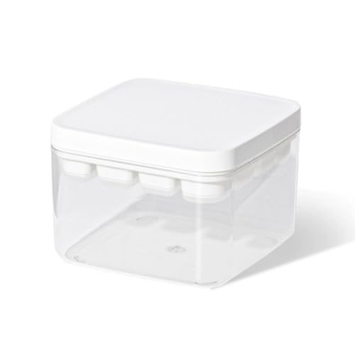 FANXIYA Eiswürfelschalen Silikon Eiswürfelform mit Deckel BPA Frei Eiswürfelformen mit Behälter 16 Fach Silikonform Eiswürfel Form für Babybrei Cocktail Whiskey Kaffee 12,2 x 12,2 x 8,7cm (Weiß) von FANXIYA