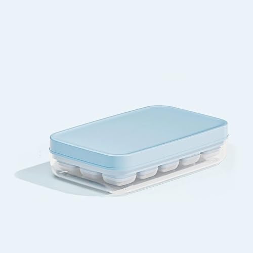 FANXIYA Eiswürfelschalen Silikon Eiswürfelform mit Deckel BPA Frei Premium Eiswürfelformen mit Behälter 15 Fach Silikonform Eiswürfel Form für Babybrei Cocktail Whiskey Kaffee (Blau) von FANXIYA