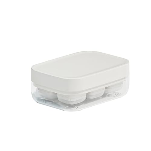 FANXIYA Eiswürfelschalen Silikon Eiswürfelform mit Deckel BPA Frei Premium Eiswürfelformen mit Behälter Silikonform Eiswürfel Form für Babybrei Cocktail Whiskey Kaffee (Weiß, 6-Fach) von FANXIYA