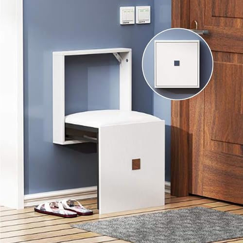 FANYING An der Wand befestigter unsichtbarer Klappstuhl, Klappbarer Schuhwechselhocker für die Vordertür, An der Wand befestigter Schuhwechselhocker für zu Hause, Multifunktional,White von FANYING