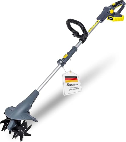 FANZTOOL mini Motorhacke Akku 20V inkl. 2.5Ah Akku & Ladegerät, Gartenfräse mit 20cm Arbeitsbreite,15 cm Arbeitstiefe Bodenhacke für klein Beet & Garten von FANZTOOL