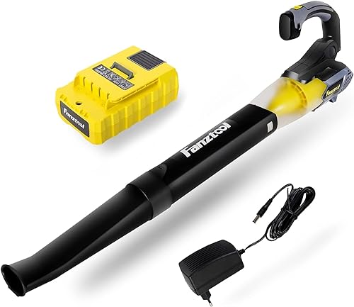 FANZTOOL 20V/4.0 AH Akku-Laubbläser mit Einstellbarem Greifwinkel,Laubbläser Akku mit 2-Stufig+Abnehmbares Rohr,bis 250 km/h Luftgeschwindigkeit regelbar,10 m³/min Luftstrom für Terrasse&Gartenpflege. von FANZTOOL
