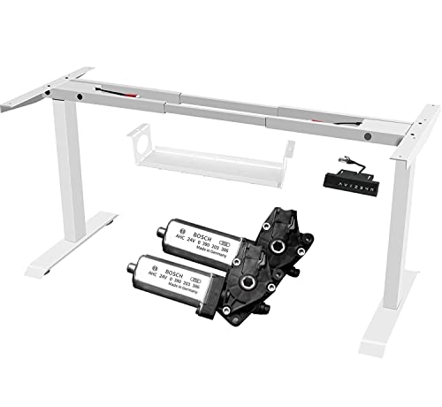 FANZTOOL höhenverstellbarer Schreibtisch-Gestell mit 2 x Bosch Motoren elektrisch stufenlos in Weiß, Arbeitstisch Tischbeine mit Memory-Funktion, USB Steckdose, Kabelwanne von FANZTOOL