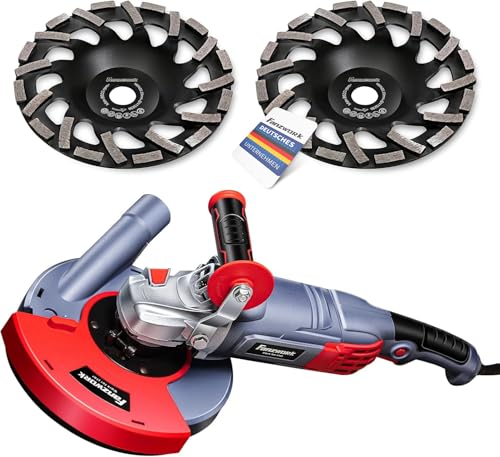 FANZWORK 1750W/180mm Betonschleifer Set, 7.500 min-1 Umdrehung, inkl. 2 Stk. Premium180mm Diamantschleiftöpfe, Absaughaube, L-Förmiger Griff - Ideal für Beton, Estrich und Fliesenkleber Schleifen FANZWORK 1750W/180mm Betonschleifer Set, 7.500 min-1 Umdrehung, inkl. 2 Stk. Premium180mm Diamantschleiftöpfe, Absaughaube, L-Förmiger Griff - Ideal für Beton, Estrich und Fliesenkleber Schleifen von FANZTOOL