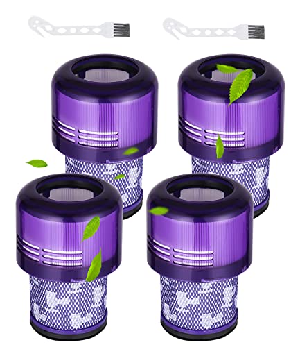 FAOKZE 4 Stück V11 Filter für Dyson, HEPA Filter für dyson V12, Waschbar Ersatzfilter für Dyson V12 Slim Absolute Extra/Total Clean/Fluffy mit 1 Bürste, Ersetzen Sie # 971517-01 von FAOKZE
