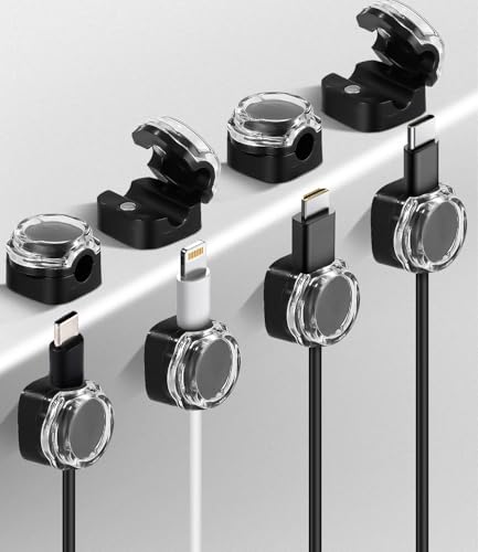 FAOKZE 8 Stück Kabelhalter Magnetisch, Kabel Organizer Selbstklebend,Kabel Organizer Schreibtisch,Kabel Management Organizer Schreibtisch, für Schreibtisch, Nachttisch von FAOKZE