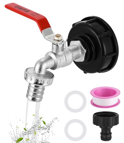 FAOKZE IBC Auslaufhahn, 1000 Liter Tankhahn, aus Alu-Kugelhahn mit 3/4 Zoll Anschluss IBC Adapter für Tankhahn, Regenwassertank IBC Tankarmatur,ibc tank zubehör von FAOKZE