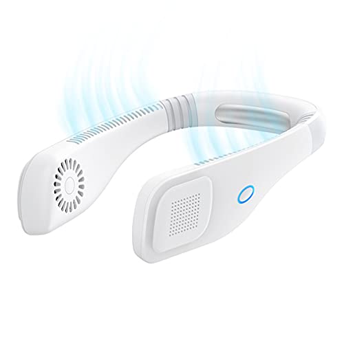 FAOONNMY USB Halsventilator, Tragbarer Blattloser Mini Hängender Hals Lüfter Leise, Nackenventilator Handfrei Wiederaufladbar, 3-Speed Einstellbar, Reisen Sport Outdoor Camping Lazy Fan White von FAOONNMY