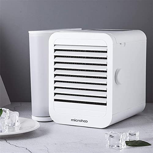 Mini USB Luftkühler Tragbarer Desktop Klimaanlage Ventilator, Persönlicher Leise Schreibtisch Lüfter/Tischventilator Mobile Klimageräte mit Touchscreen für Zuhause Büro Schlafsaal, 1000ml Wassertank von FAOONNMY
