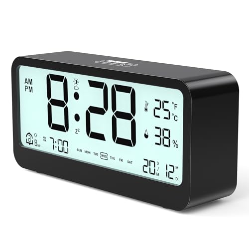 FAPPEN Digital Wecker, Ausgestattet mit LED-Display, einstellbar Snooze, Zwei Wecker und Wochenendmodus für Nachttisch Schlafzimmer Desktop Reisen(Schwarz) von FAPPEN