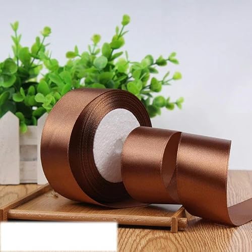 FAQIMORAX (25 Yards/Rolle) 40 mm einseitiges Satinband für Partydekoration, Einladungskarten, Geschenkband, Kaffeebraun, 40 mm von FAQIMORAX