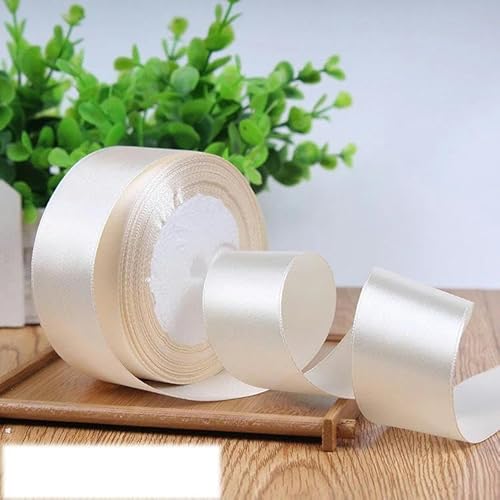 FAQIMORAX (25 Yards/Rolle) 40 mm einseitiges Satinband für Partydekoration, Einladungskarten, Geschenkband, beige, 40 mm von FAQIMORAX
