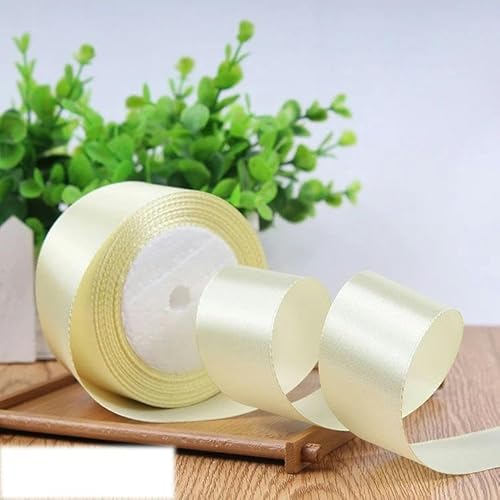 FAQIMORAX (25 Yards/Rolle) 40 mm einseitiges Satinband für Partydekoration, Einladungskarten, Geschenkband, cremefarben, 40 mm von FAQIMORAX