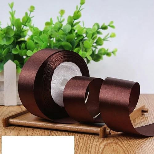 FAQIMORAX (25 Yards/Rolle) 40 mm einseitiges Satinband für Partydekoration, Einladungskarten, Geschenkband - Dunkelbraun - 40 mm von FAQIMORAX