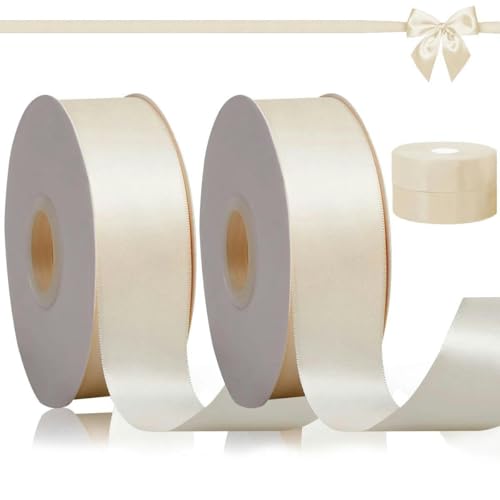 FAQIMORAX 2 Rollen, 100 Yards/Rolle, 4 cm Band, geeignet für Blumensträuße, Schleifen, Partys und Dekorationen-Beige-L FAQIMORAX 2 Rollen, 100 Yards/Rolle, 4 cm Band, geeignet für Blumensträuße, Schleifen, Partys und Dekorationen-Beige-L von FAQIMORAX