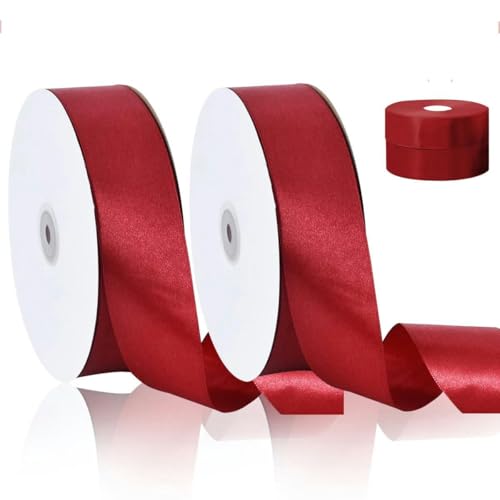 FAQIMORAX 2 Rollen, 100 Yards/Rolle, 4 cm Band, geeignet für Blumensträuße, Schleifen, Partys und Dekorationen-Burgunderrot-L FAQIMORAX 2 Rollen, 100 Yards/Rolle, 4 cm Band, geeignet für Blumensträuße, Schleifen, Partys und Dekorationen-Burgunderrot-L von FAQIMORAX