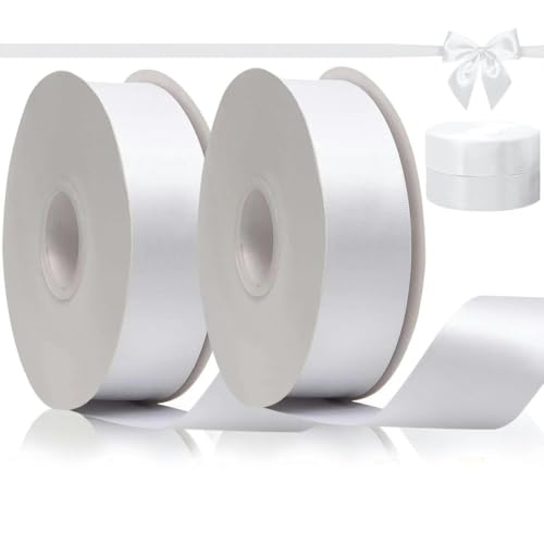 FAQIMORAX 2 Rollen, 100 Yards/Rolle, 4 cm Band, geeignet für Blumensträuße, Schleifen, Partys und Dekorationen – Weiss-L FAQIMORAX 2 Rollen, 100 Yards/Rolle, 4 cm Band, geeignet für Blumensträuße, Schleifen, Partys und Dekorationen – Weiss-L von FAQIMORAX