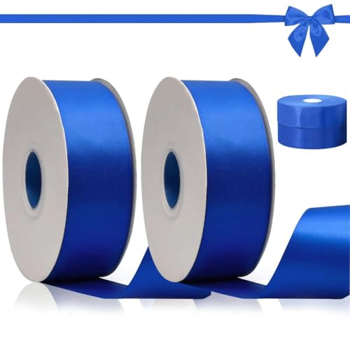 FAQIMORAX 2 Rollen, 100 Yards/Rolle, 4 cm Band, geeignet für Blumenstraußschleifen, Partys und Dekorationen-Blau-L FAQIMORAX 2 Rollen, 100 Yards/Rolle, 4 cm Band, geeignet für Blumenstraußschleifen, Partys und Dekorationen-Blau-L von FAQIMORAX