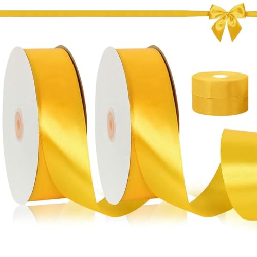 FAQIMORAX 2 Rollen, 100 Yards/Rolle, 4 cm Band, geeignet für Blumenstraußschleifen, Partys und Dekorationen-Gelb-L FAQIMORAX 2 Rollen, 100 Yards/Rolle, 4 cm Band, geeignet für Blumenstraußschleifen, Partys und Dekorationen-Gelb-L von FAQIMORAX