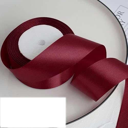 FAQIMORAX 25 Yards/Rolle, 4 cm, Satinband, DIY-Klebeband, Geburtstagsparty-Verpackung, 33 Weinrot, 25 Yards Länge von FAQIMORAX