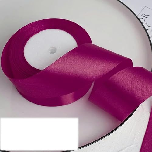 FAQIMORAX 25 Yards/Rolle, 4 cm, Satinband, DIY-Klebeband, Geburtstagsparty-Verpackung, Dunkelfuchsia, 25 Yards Länge von FAQIMORAX