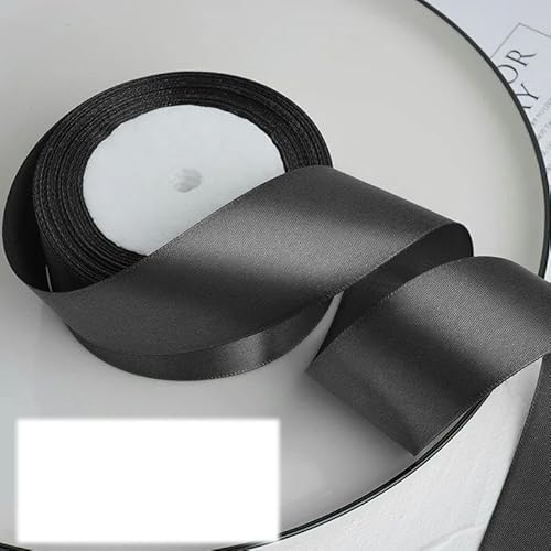 FAQIMORAX 25 Yards/Rolle, 4 cm, Satinband, DIY-Klebeband, Geburtstagsparty-Verpackung, Dunkelgrau, 25 Yards Länge von FAQIMORAX
