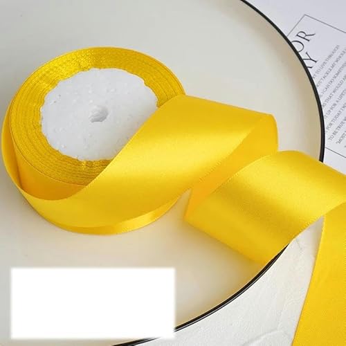 FAQIMORAX 25 Yards/Rolle, 4 cm, Satinband, DIY-Klebeband, Geburtstagsparty-Verpackung, Goldgelb, 25 Yards Länge von FAQIMORAX
