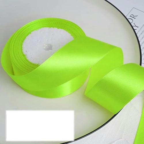 FAQIMORAX 25 Yards/Rolle, 4 cm, Satinband, DIY-Klebeband, Geburtstagsparty-Verpackung, Neongrün, 25 Yards Länge von FAQIMORAX