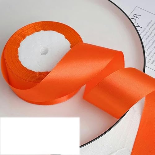 FAQIMORAX 25 Yards/Rolle, 4 cm, Satinband, DIY-Klebeband, Geburtstagsparty-Verpackung, Neonorange, 25 Yards Länge von FAQIMORAX