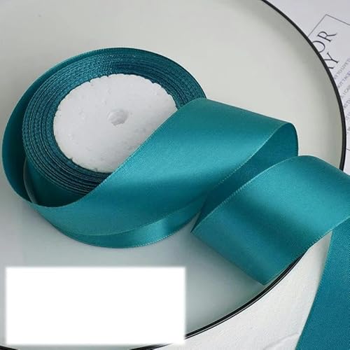 FAQIMORAX 25 Yards/Rolle, 4 cm, Satinband, DIY-Klebeband, Geburtstagsparty-Verpackung, Pfauenblau, 25 Yards Länge von FAQIMORAX