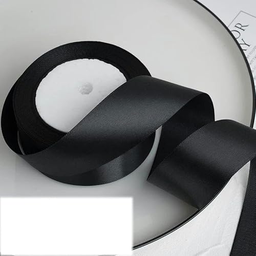 FAQIMORAX 25 Yards/Rolle, 4 cm, Satinband, DIY-Klebeband, Geburtstagsparty-Verpackung, Schwarz, 25 Yards Länge von FAQIMORAX