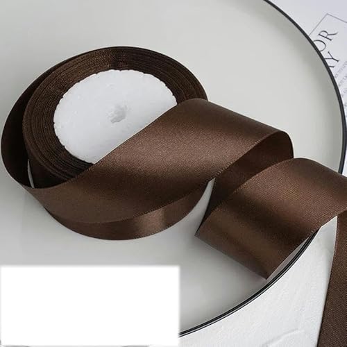 FAQIMORAX 25 Yards/Rolle, 4 cm, Satinband, DIY-Klebeband, Geburtstagsparty-Verpackung, dunkler Kaffee, 25 Yards Länge von FAQIMORAX