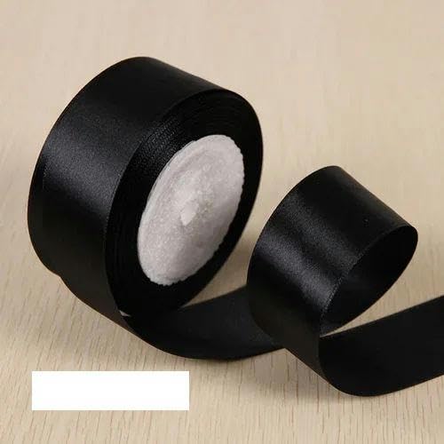FAQIMORAX 25 Yards/Rolle 6 mm 10 mm 15 mm 20 mm 25 mm 40 mm 50 mm Seidensatinbänder für Geschenkverpackungen, Weihnachtsfeier-Dekoration, Schwarz, 25 mm Breite von FAQIMORAX