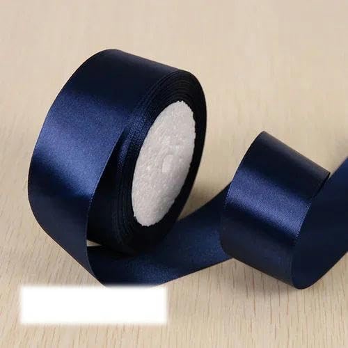 FAQIMORAX 25 Yards/Rolle 6 mm 10 mm 15 mm 20 mm 25 mm 40 mm 50 mm Seidensatinbänder für Geschenkverpackungen, Weihnachtsfeier-Dekoration - Dunkelblau - 6 mm Breite von FAQIMORAX