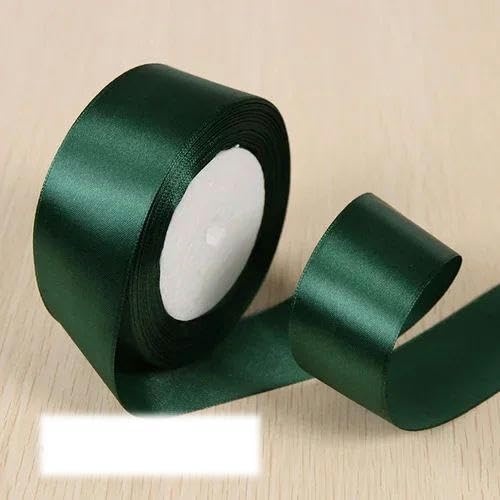 FAQIMORAX 25 Yards/Rolle 6 mm 10 mm 15 mm 20 mm 25 mm 40 mm 50 mm Seidensatinbänder für Geschenkverpackungen, Weihnachtsfeier-Dekoration - Dunkelgrün - 15 mm Breite von FAQIMORAX