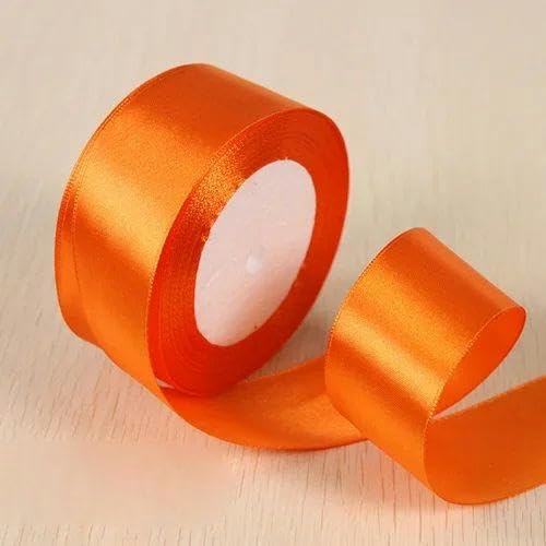 FAQIMORAX 25 Yards/Rolle 6 mm 10 mm 15 mm 20 mm 25 mm 40 mm 50 mm Seidensatinbänder für Geschenkverpackungen, Weihnachtsfeier-Dekoration-Orange-10 mm Breite von FAQIMORAX